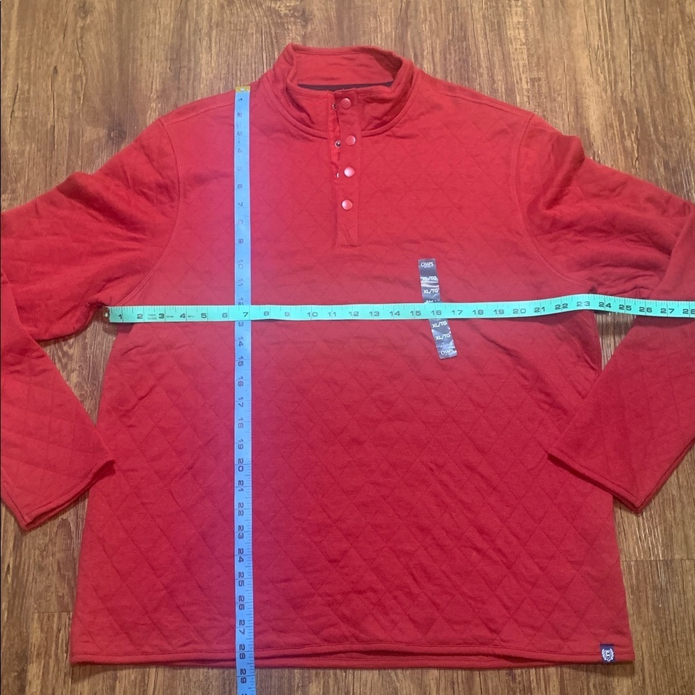 Chaps Quilted Pullover Shirt 1/4 Snap Red Long Sleeve Mock Neck Men’s XL NWT - Picture 3 of 8